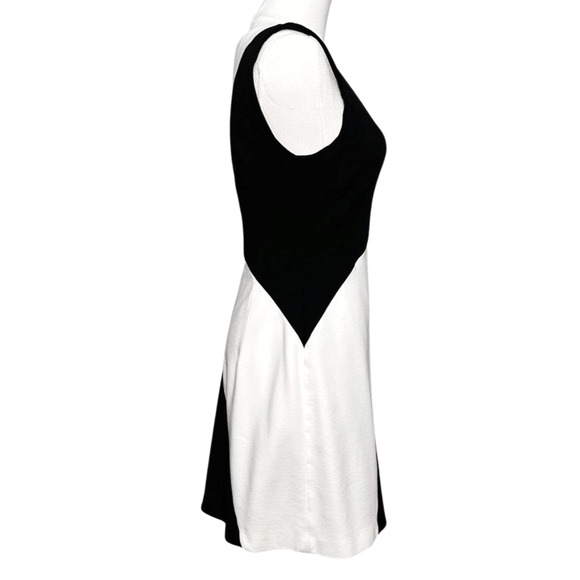 Karen Millen Black White Color Block Ponte Roma Bodycon Sleeveless Dress Size 6 - Picture 5 of 10